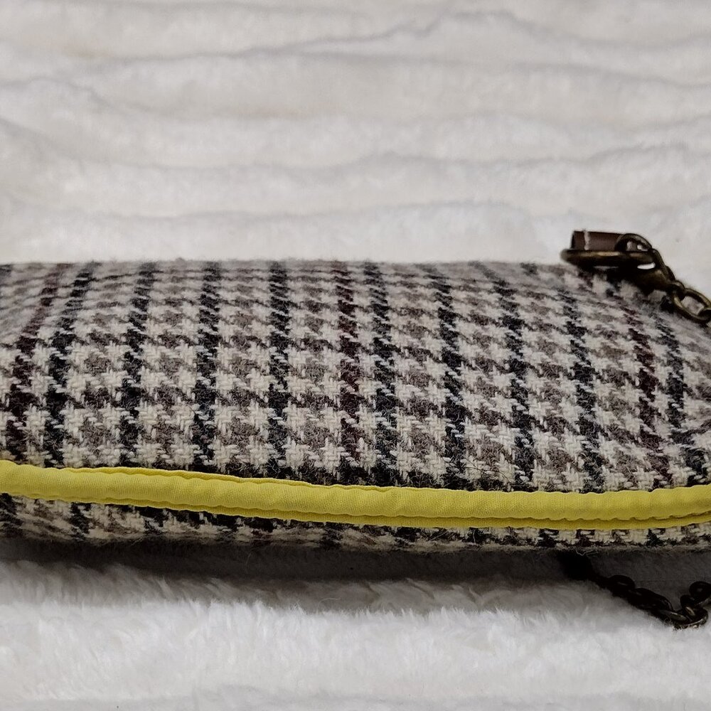 GAP Y2K Tweed Mini Shoulder Bag | Retro Houndstooth Yellow Trim Purse - Picture 10 of 12